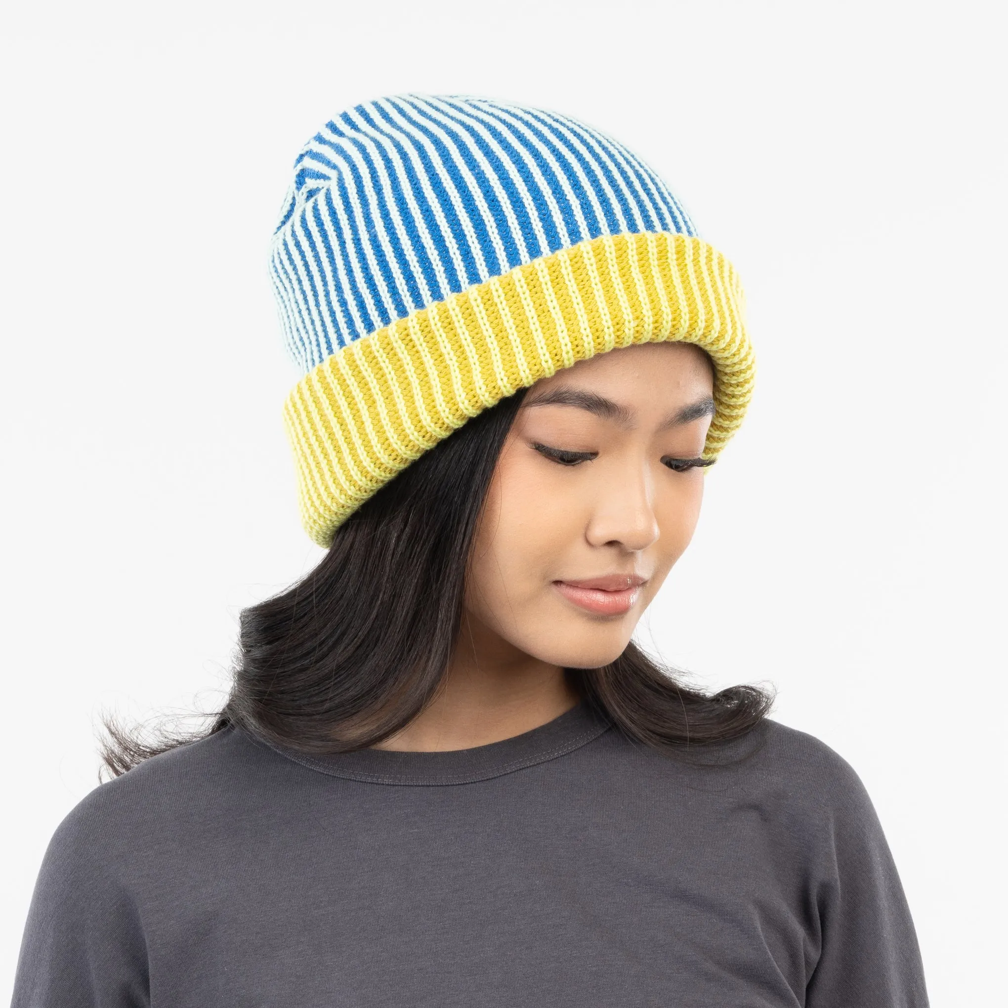 Verloop Pinstripe Plush Beanie - Poppy Teal sold by Moma product image thumbnail 3