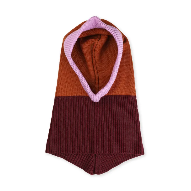 Verloop Color Mix Knit Hood - Wine Red sold by Moma