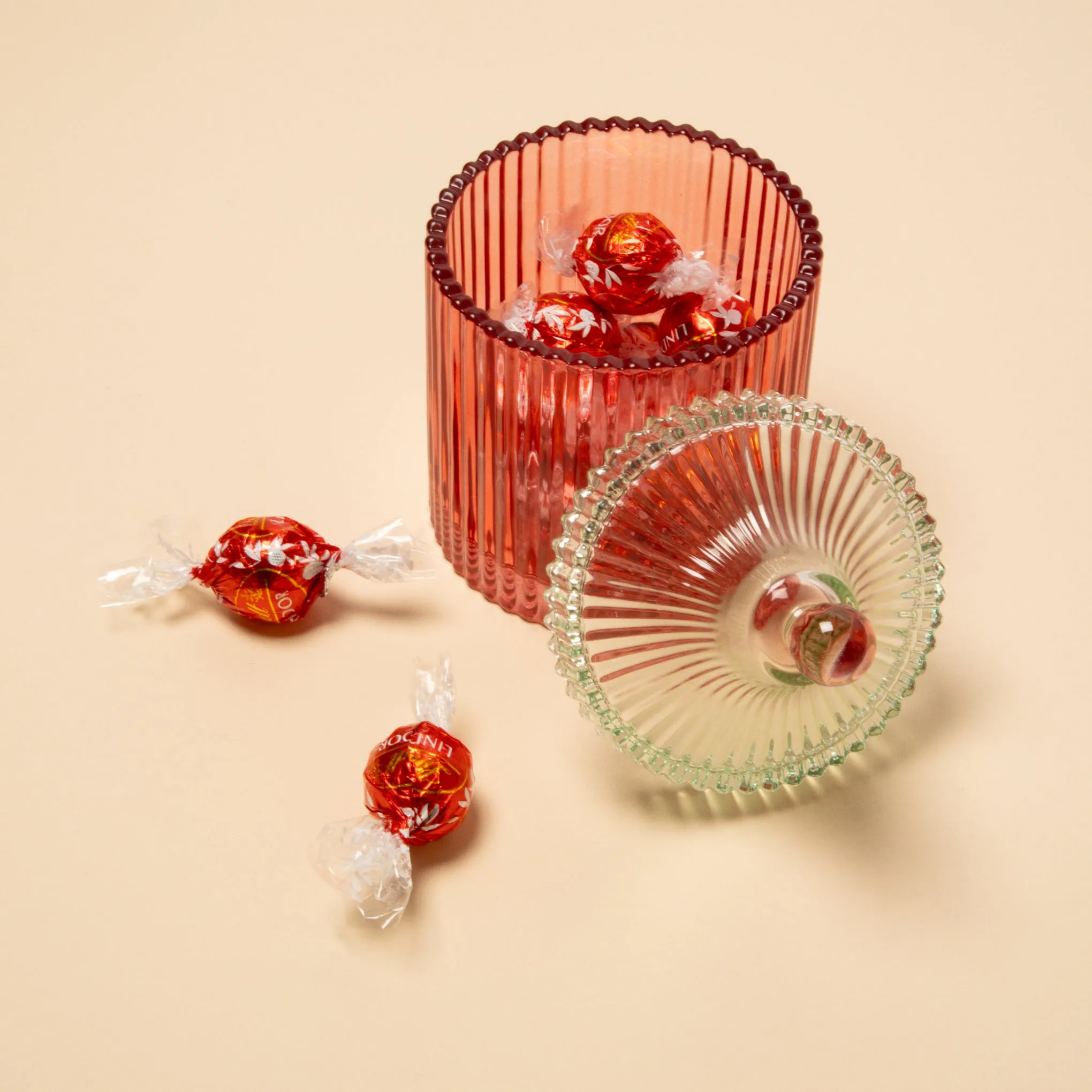 Candy Stripe Glass Storage Jar - Red/ Light Mint sold by Moma product image thumbnail 2