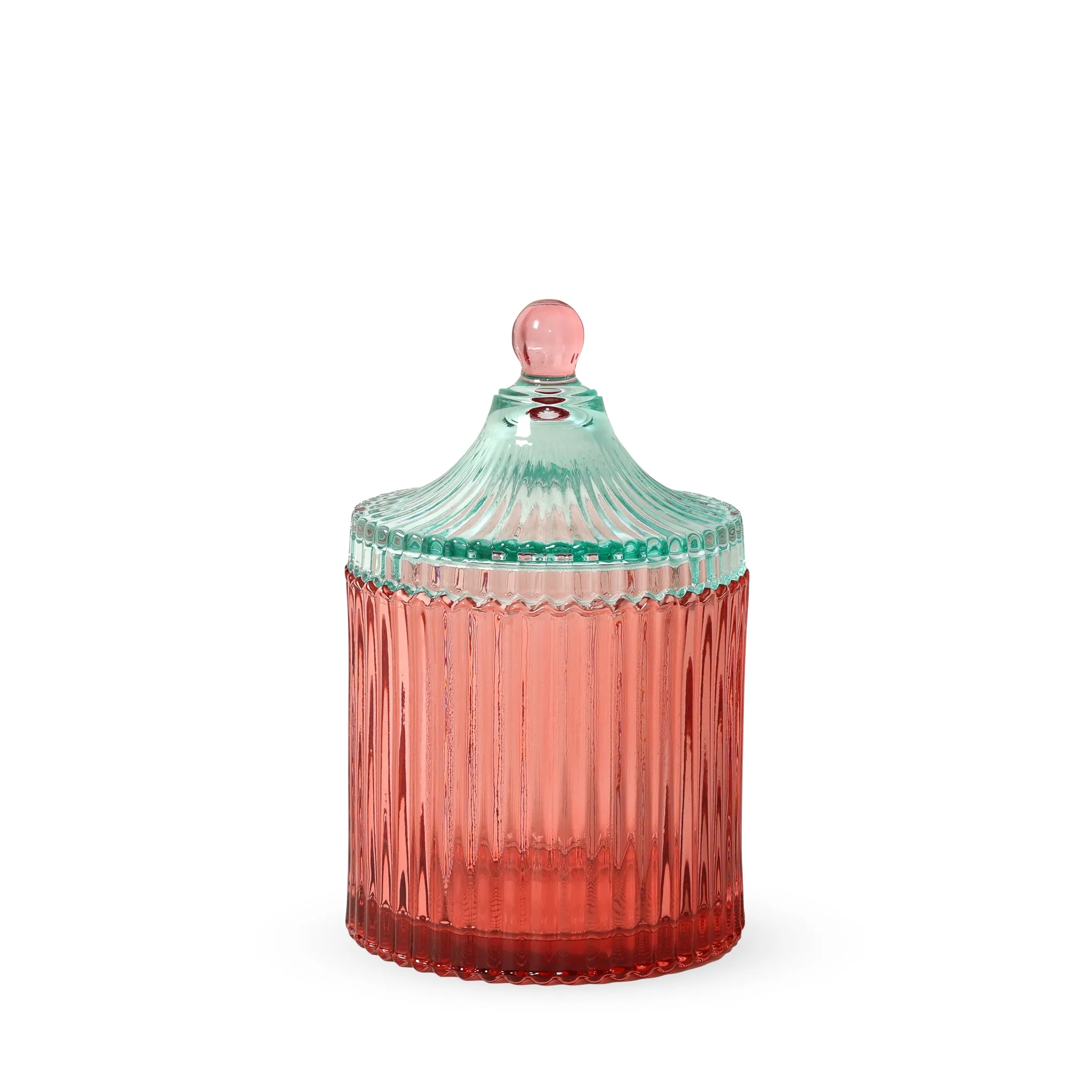 Candy Stripe Glass Storage Jar - Red/ Light Mint sold by Moma