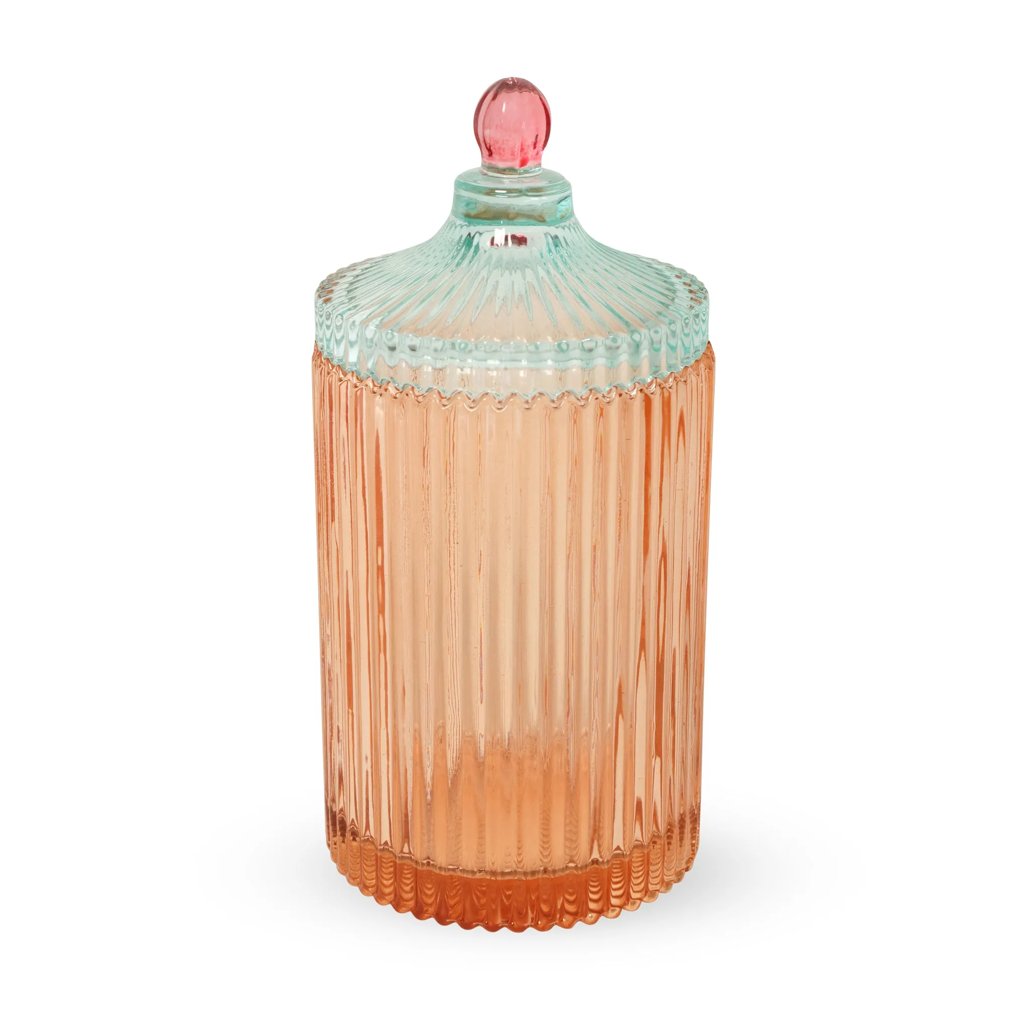 Candy Stripe Glass Storage Jar - Orange/ Light Mint sold by Moma