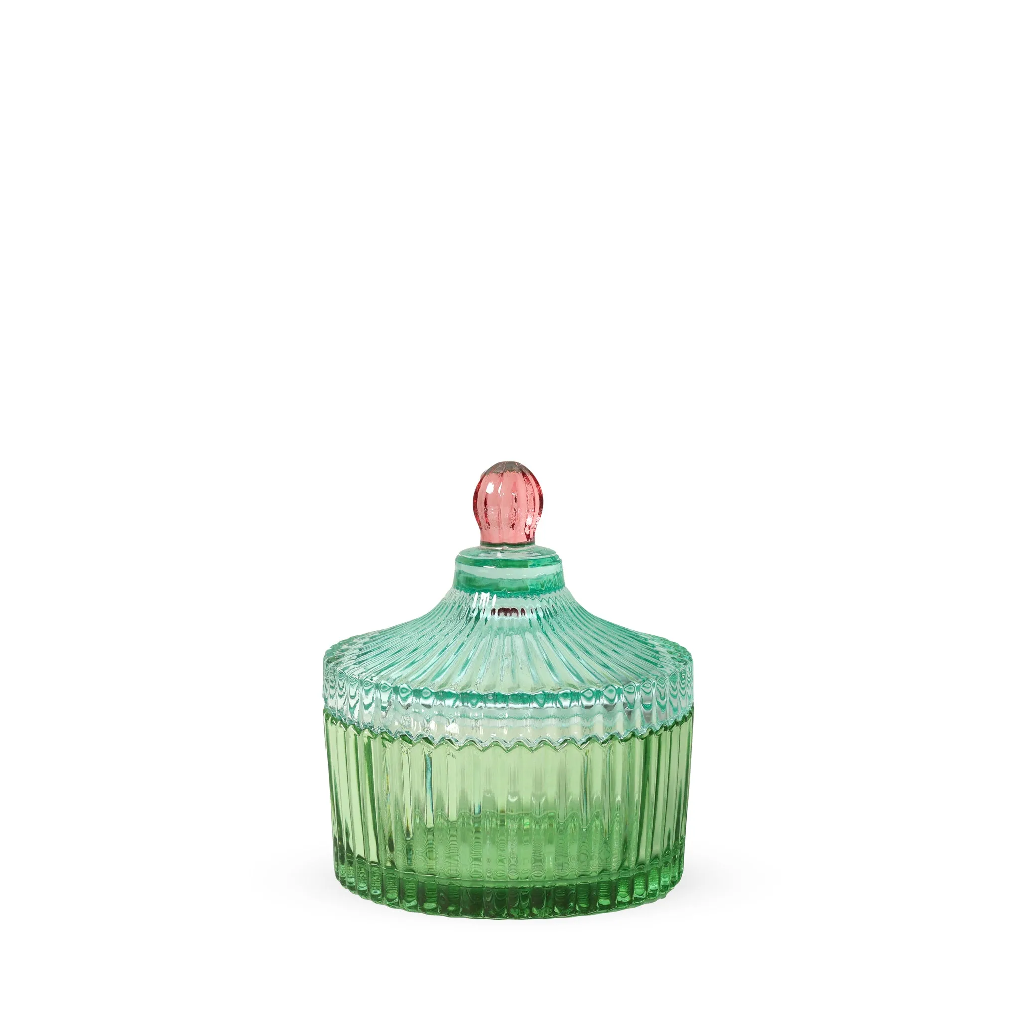 Candy Stripe Glass Storage Jar - Green/ Light Mint sold by Moma