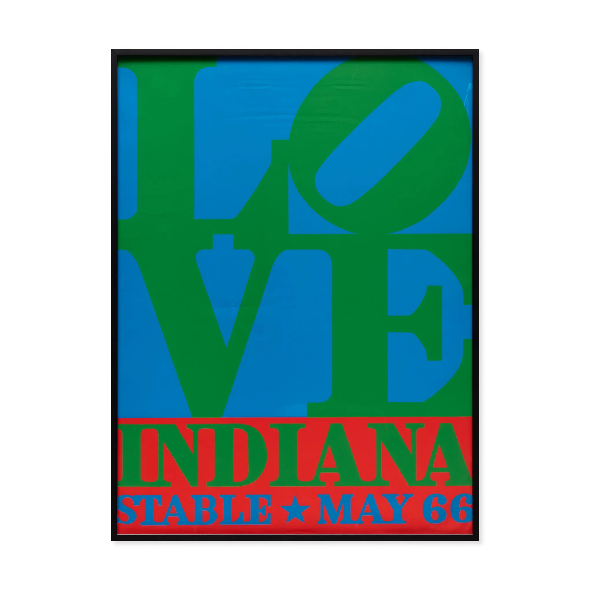 Robert Indiana LOVE in Blue and Green Framed Poster sold by Moma
