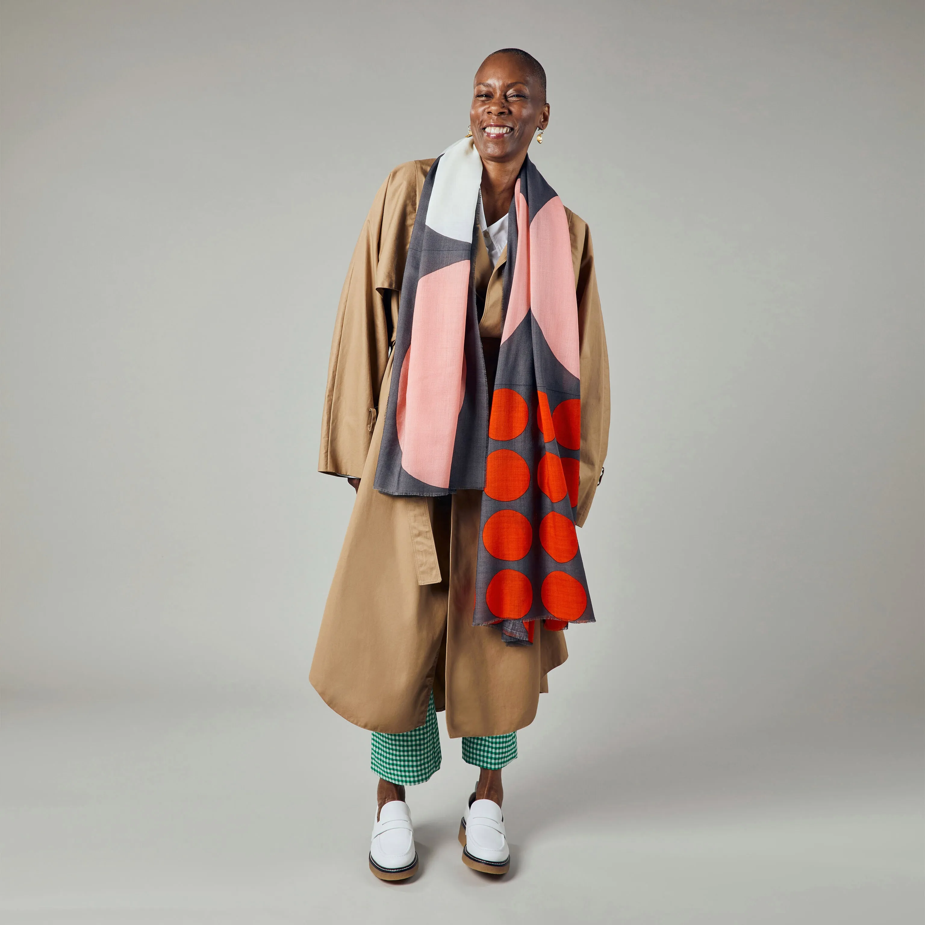 Large & Huge Dot Wool Scarf - Orange/ Gray sold by Moma product image thumbnail 5