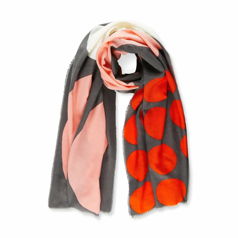 Large & Huge Dot Wool Scarf - Orange/ Gray sold by Moma