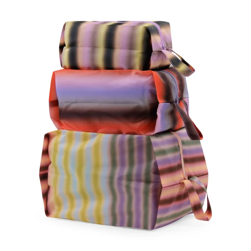 Baggu Recycled Nylon 3D Pouches - Set of 3 - Gradient Stripes made by Moma