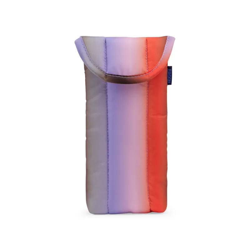 Baggu Puffy Recycled Nylon Eyeglasses Case - Gradient Stripe Poppy & Lilac made by Moma