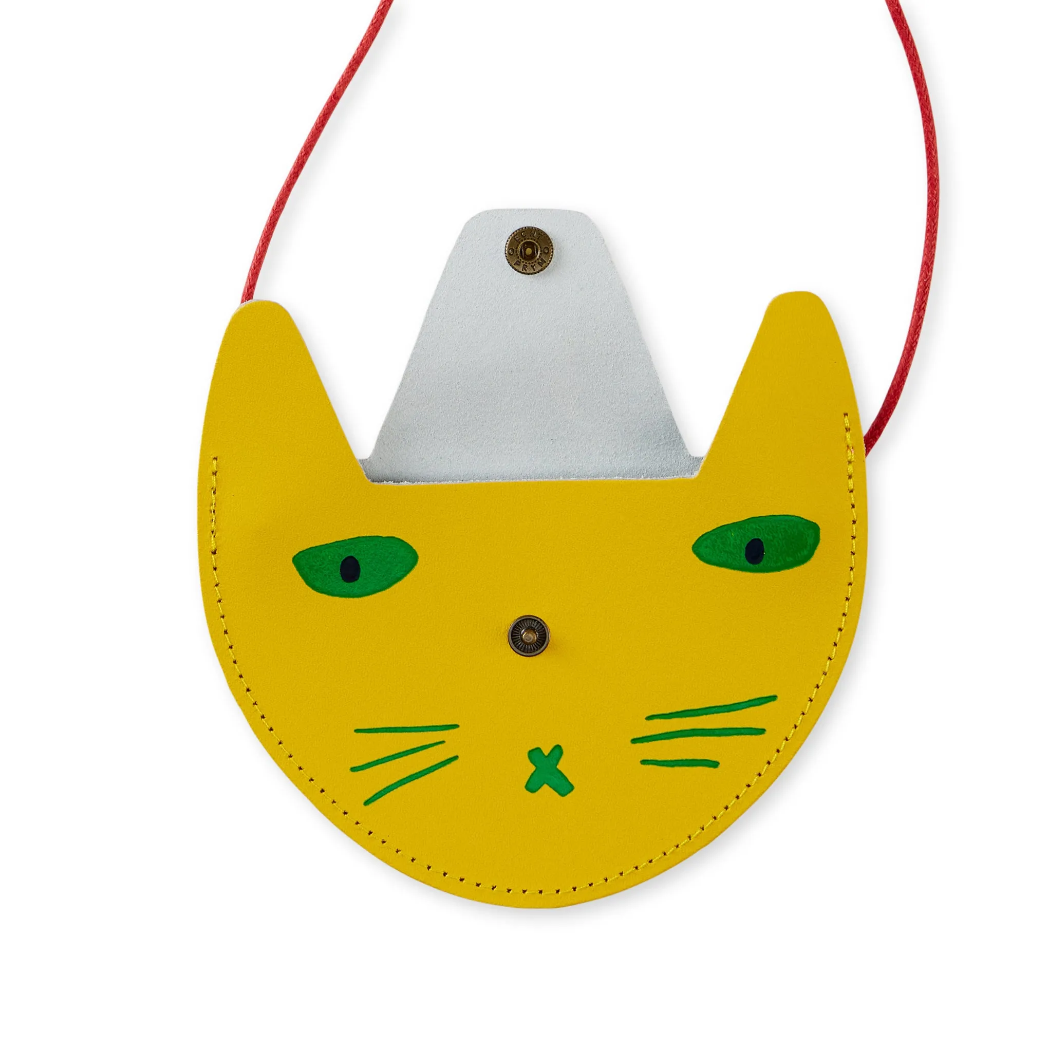 Leather Cat Pocket Purse - Yellow/ Pink sold by Moma product image thumbnail 3
