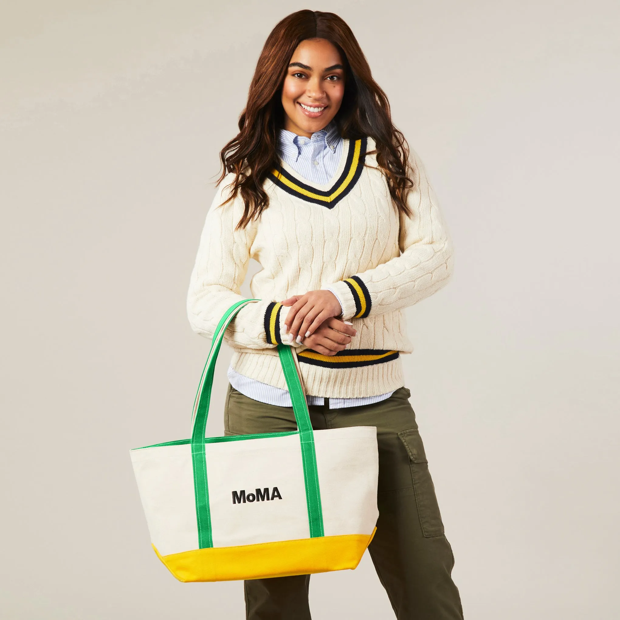 MoMA Baggu Heavyweight Canvas Tote - Green/ Yellow sold by Moma product image thumbnail 2