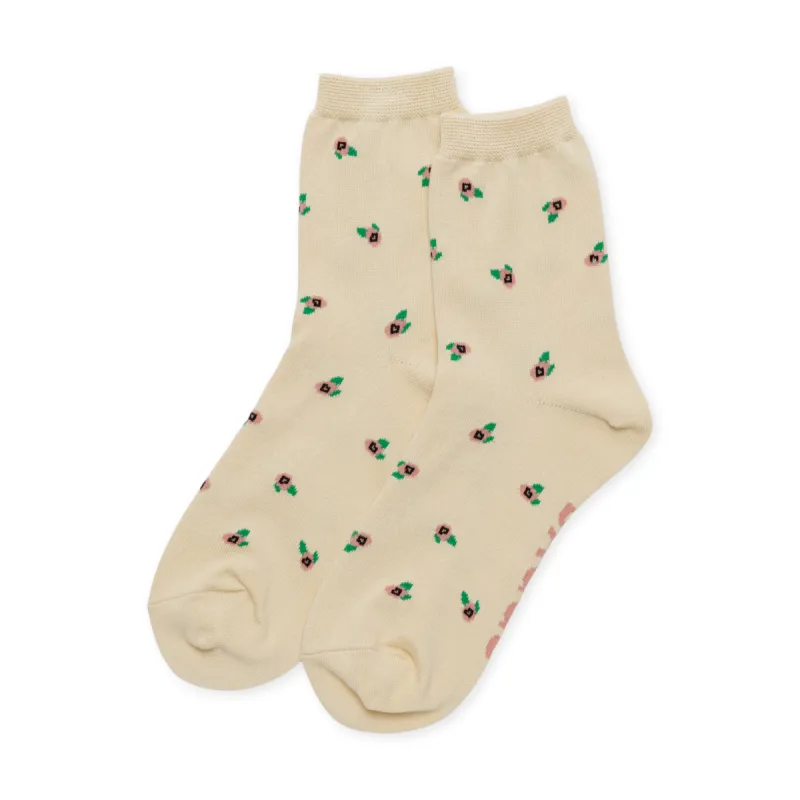 Baggu Crew Socks - Cream Rosette sold by Moma