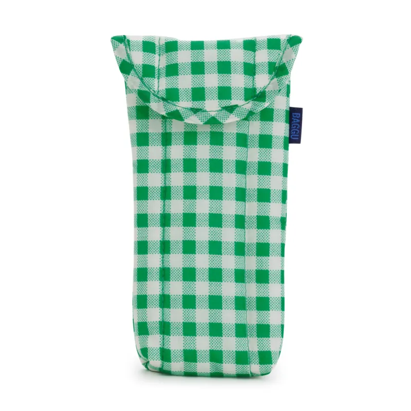 Baggu Puffy Recycled Nylon Eyeglasses Case - Green Gingham made by Moma