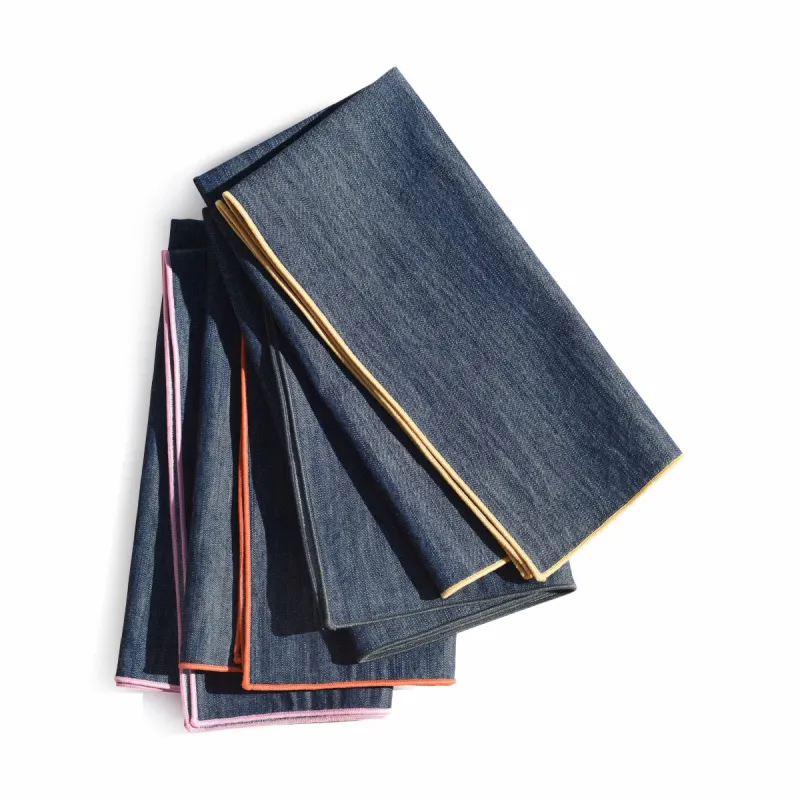 Reclaimed Cotton Rainbow Edge Napkins - Set of 4 sold by Moma
