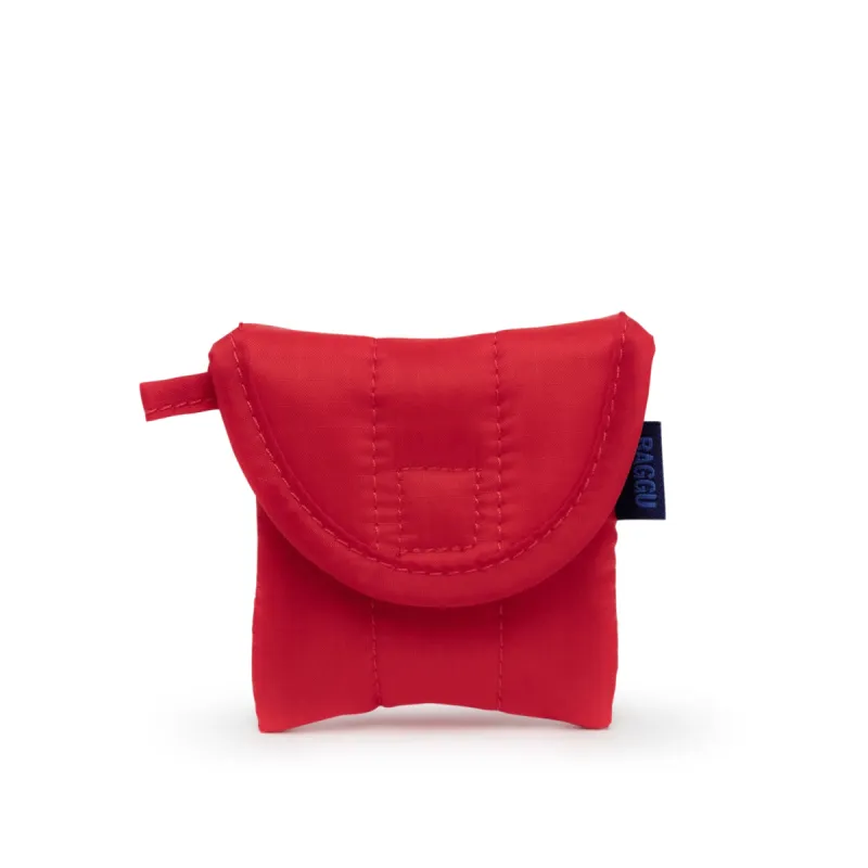 Baggu Puffy Recycled Nylon Earbuds Case - Candy Apple sold by Moma