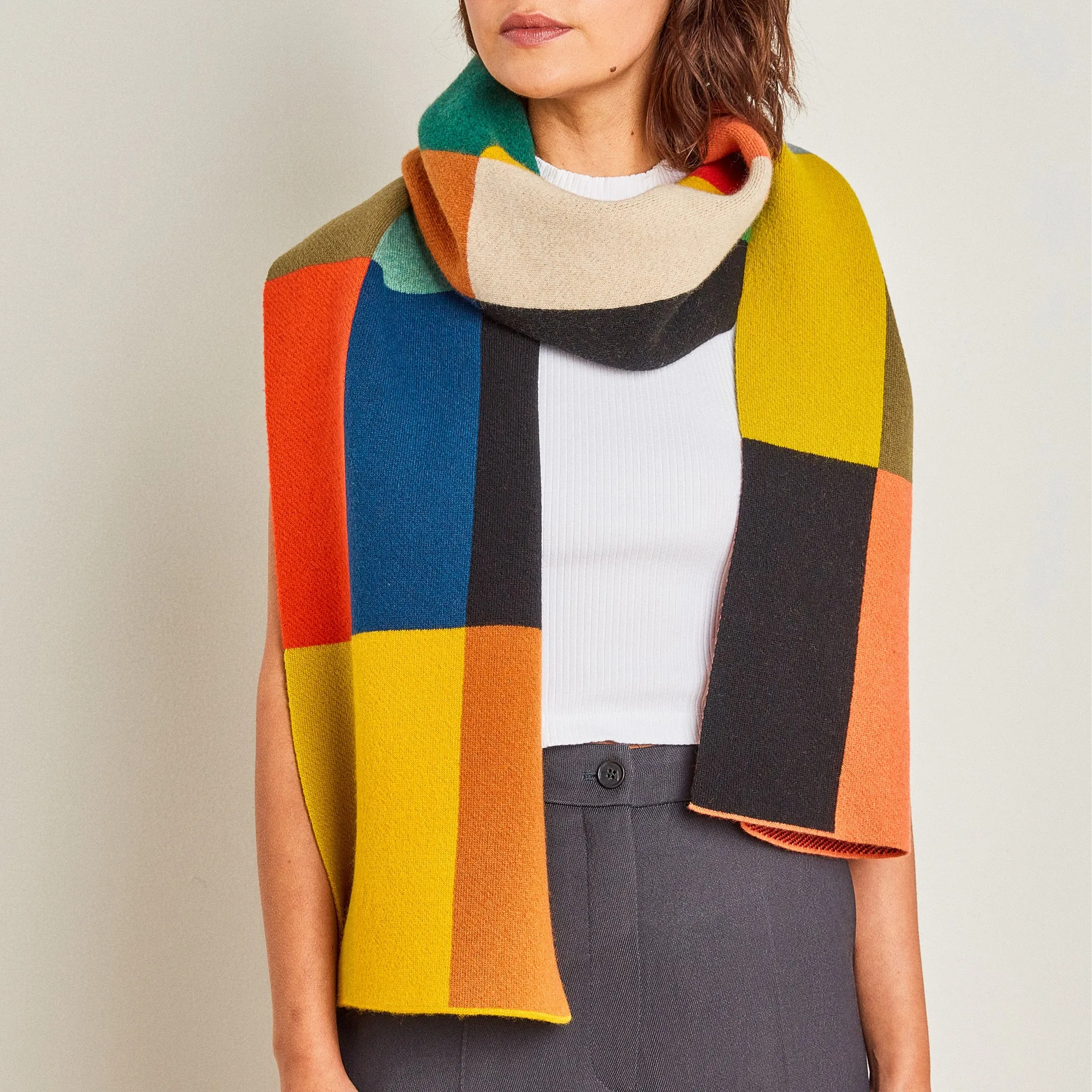 Jo Gordon Multicolor Check Wool Scarf sold by Moma product image thumbnail 2