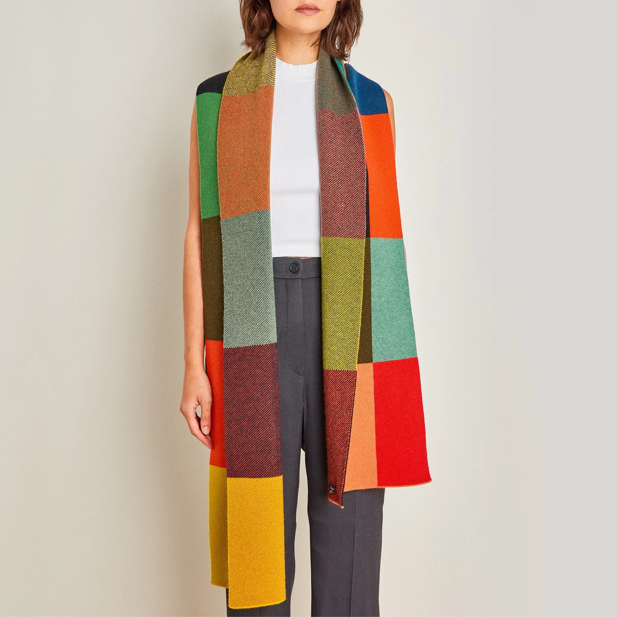 Jo Gordon Multicolor Check Wool Scarf sold by Moma product image thumbnail 5