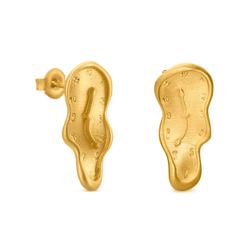 Salvador Dalí Gold-Plated Melting Clock Post Earrings - Gold sold by Moma