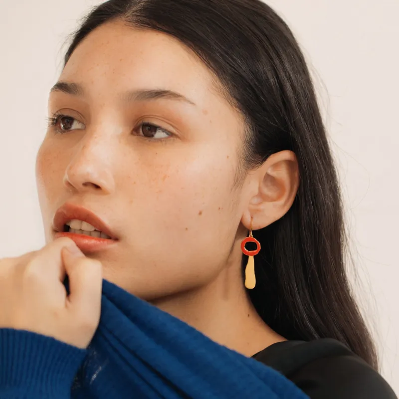 Joan Miró Gold-Plated Circle Teardrop Earrings sold by Moma