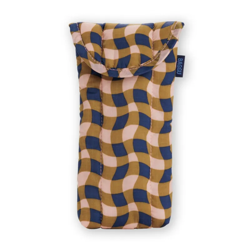Baggu Puffy Recycled Nylon Eyeglasses Case - Wavy Gingham Peach made by Moma