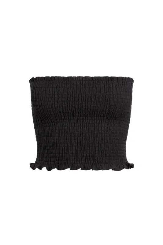 Rio Top - Black Crinkle Linen sold by Monday Swimwear