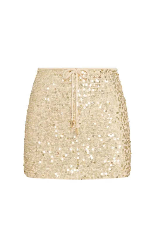 Cartagena Skirt - Champagne Sequin sold by Monday Swimwear