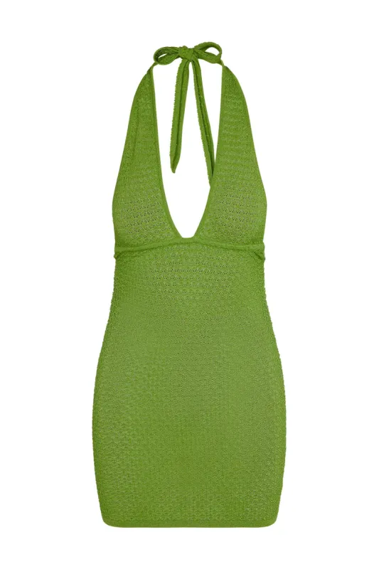 Catania Mini Dress - Cypress Lurex Lace Crochet sold by Monday Swimwear