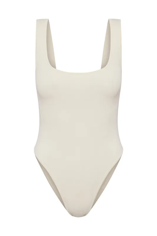 Sardinia Bodysuit - Ivory Rib sold by Monday Swimwear