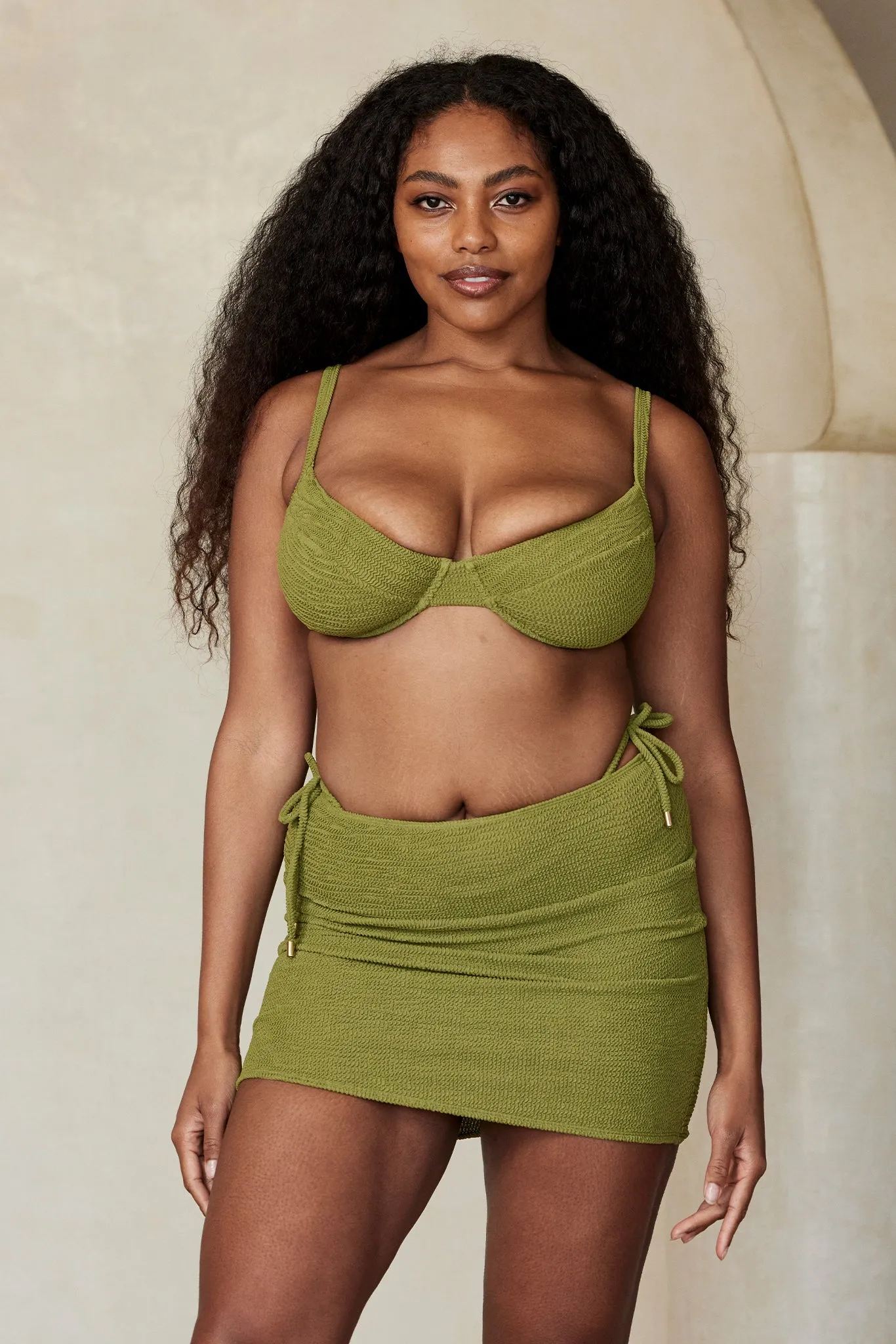 Cayman Skirt - Vivid Moss Crinkle sold by Monday Swimwear product image thumbnail 5