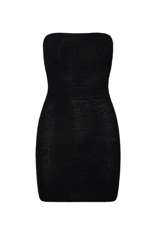 Bimini Dress - Black Crinkle sold by Monday Swimwear