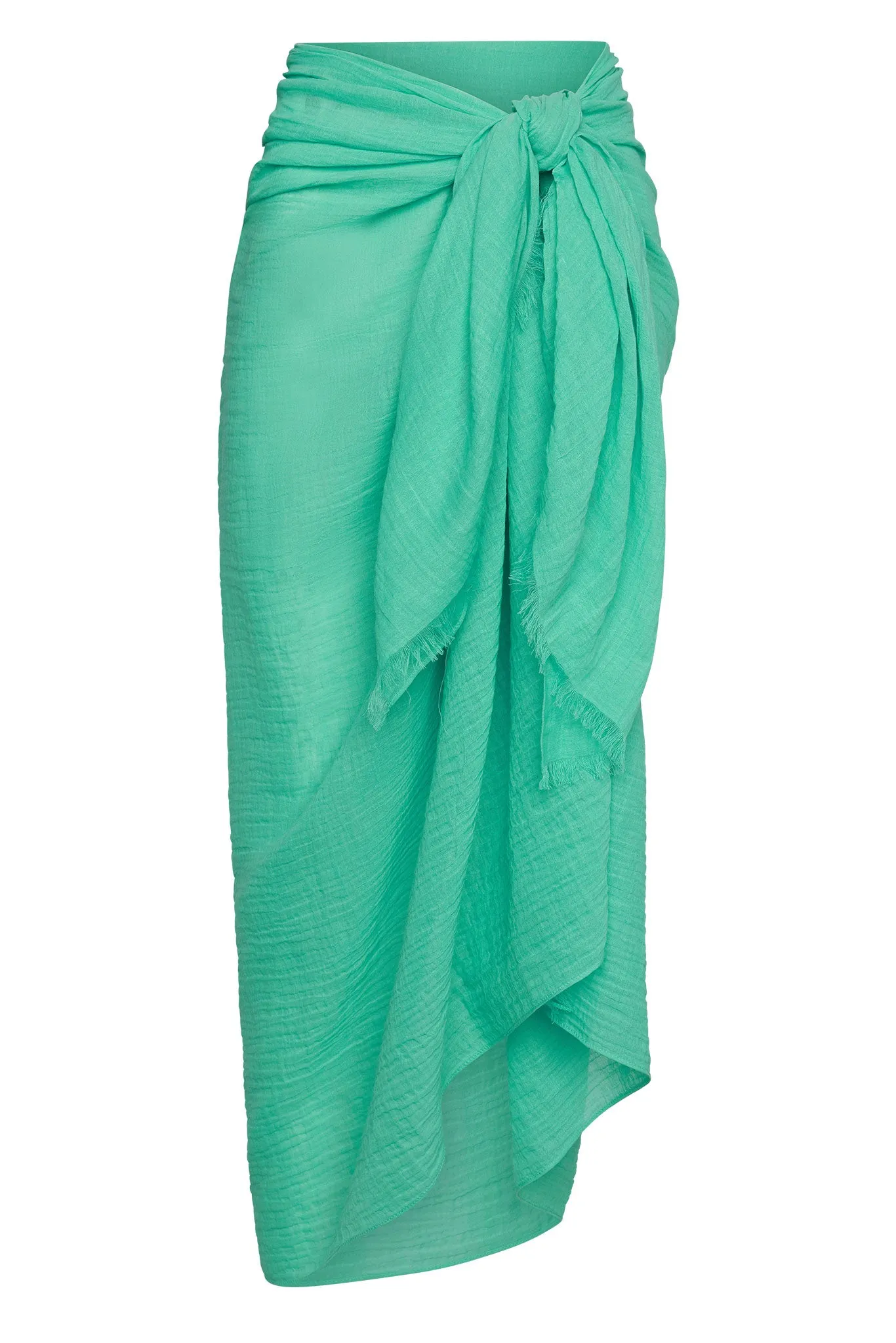 St. Tropez Sarong - Turquoise Crinkle Linen sold by Monday Swimwear