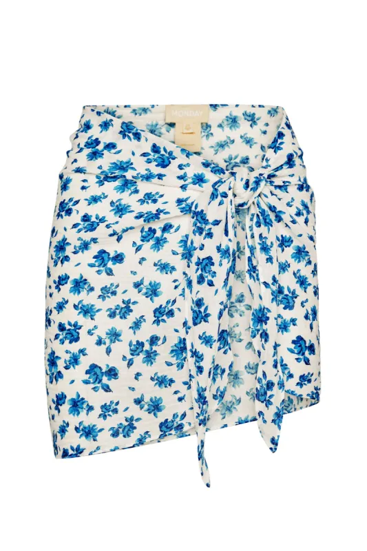 South Beach Sarong - Lake Como Watercolor Crinkle Linen sold by Monday Swimwear