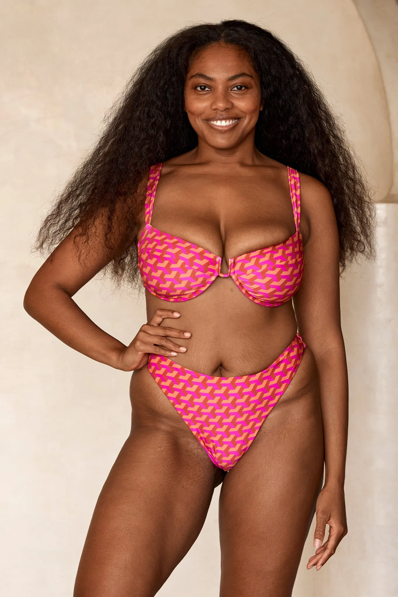 Capri Thong - Fuchsia Geo sold by Monday Swimwear product image thumbnail 5