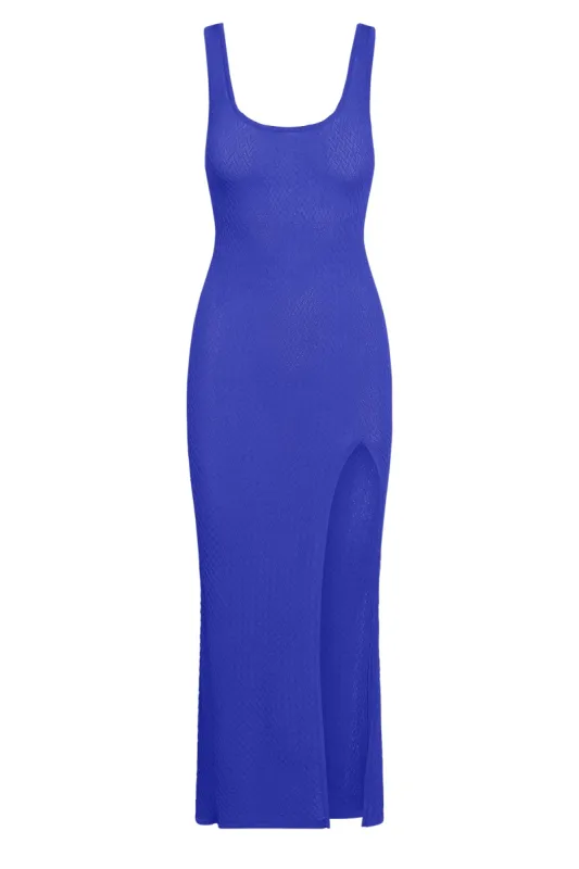 Honolulu Dress - Cobalt Hatch Jacquard sold by Monday Swimwear