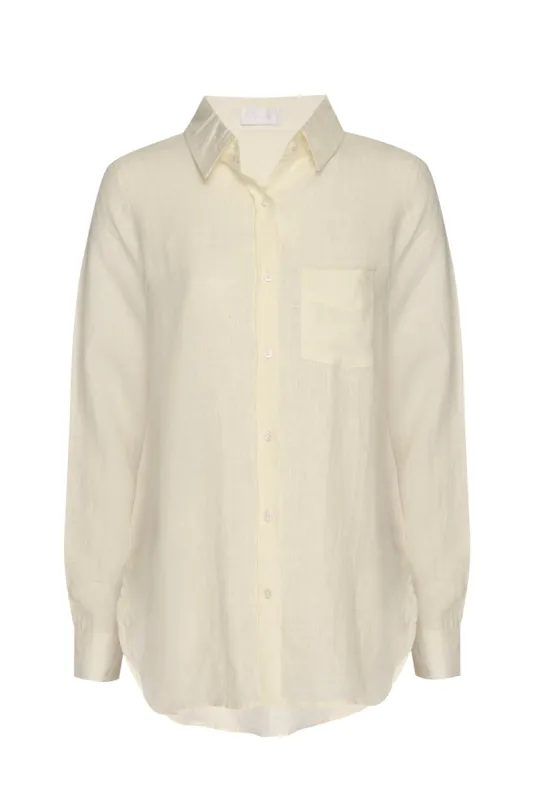 Monaco Linen Shirt - Ivory sold by Monday Swimwear