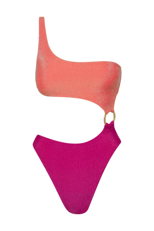 Vera One Piece - Sun Kissed / Fuchsia Berry Shimmer sold by Monday Swimwear