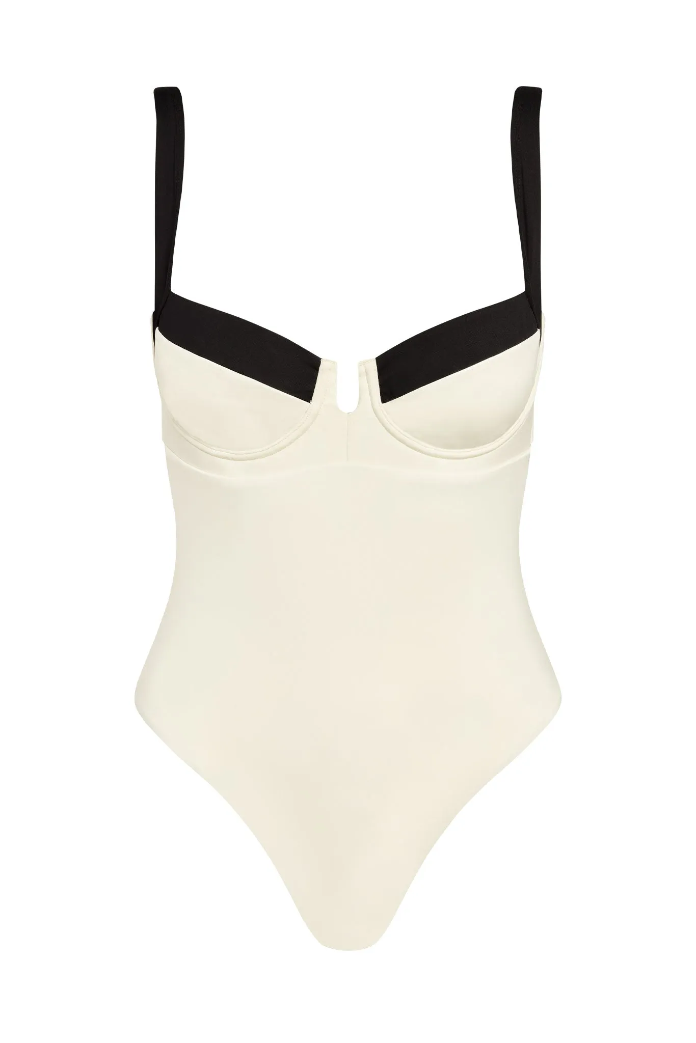 Clovelly One Piece - Ivory/Black sold by Monday Swimwear
