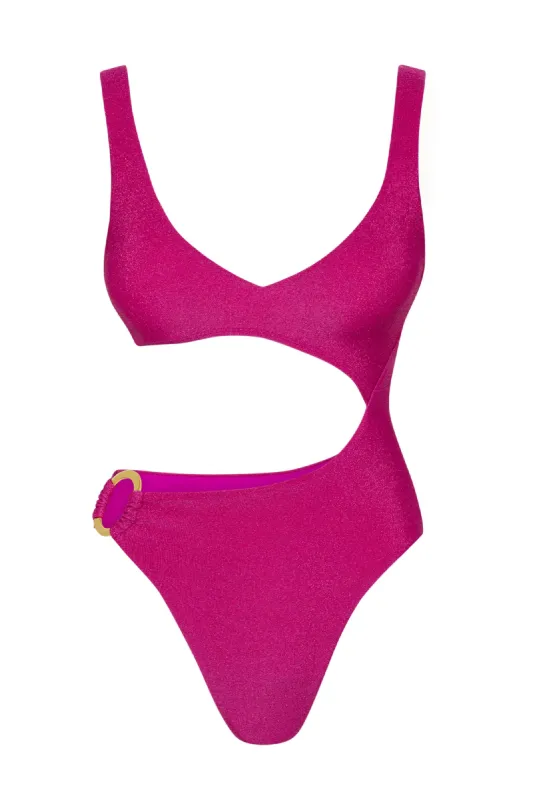 St. Barth's One Piece - Fuchsia Berry Shimmer sold by Monday Swimwear