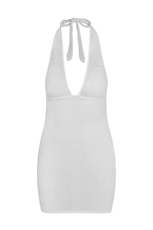 Catania Mini Dress - White Lace Crochet sold by Monday Swimwear