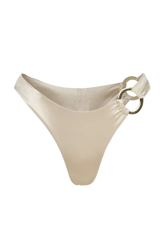 Bronte Bottom - Champagne Shiny Jersey sold by Monday Swimwear