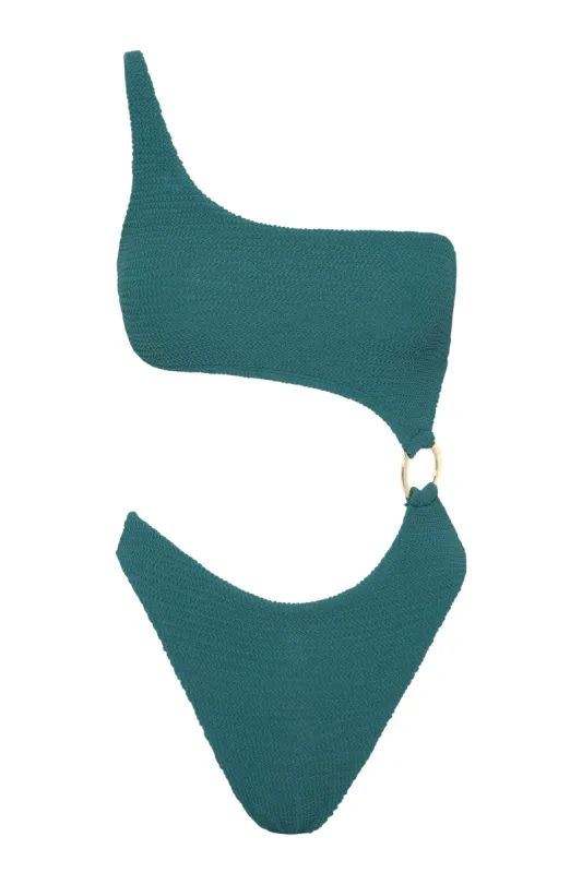 Vera One Piece - Ocean Green Crinkle sold by Monday Swimwear