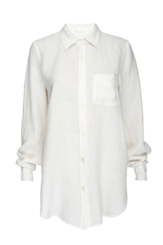 Monaco Linen Shirt - White sold by Monday Swimwear
