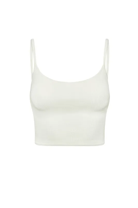 Beverly Hills Knitwear Top - White Rib sold by Monday Swimwear