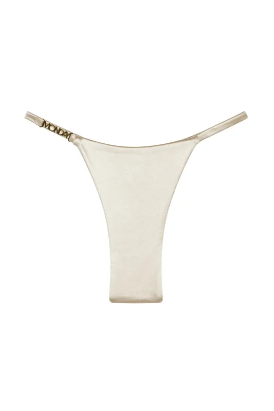 Monday Thong - Champagne Shiny Jersey sold by Monday Swimwear