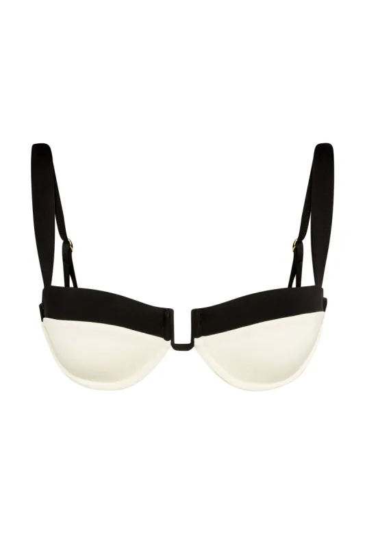 Cala Roja Top - Ivory/Black sold by Monday Swimwear