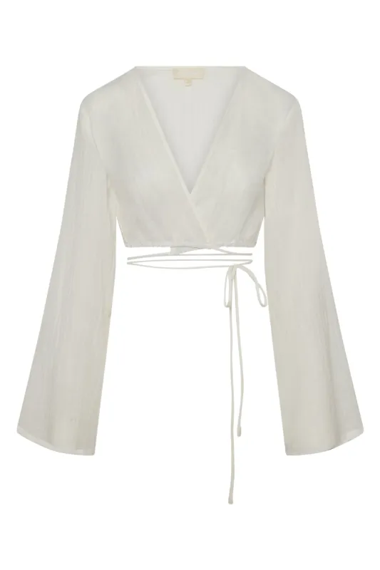 Azores Top - Ivory Crinkle Linen sold by Monday Swimwear