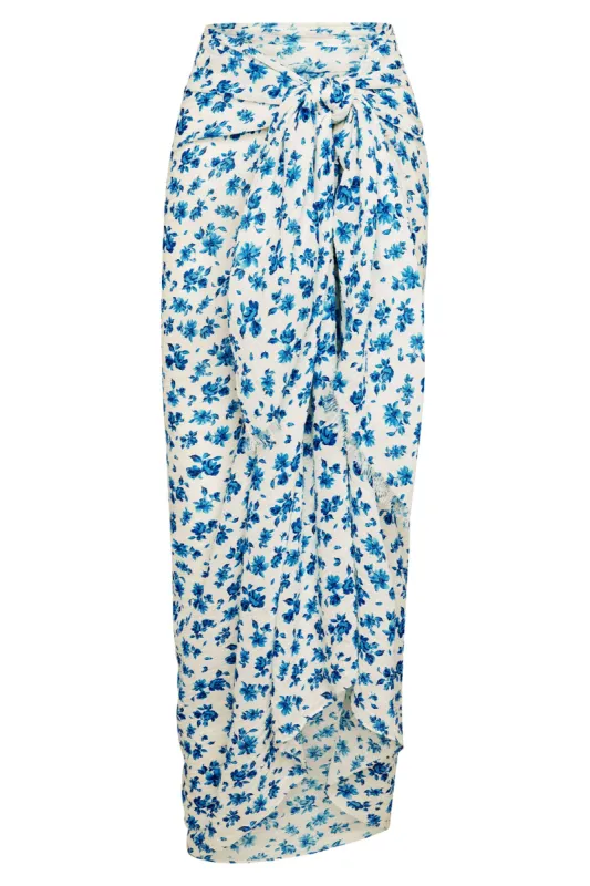 St. Tropez Sarong - Lake Como Watercolor Crinkle Linen sold by Monday Swimwear