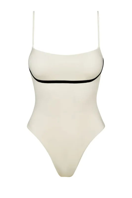 Sausalito One Piece - Ivory/Black sold by Monday Swimwear