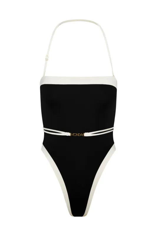 Miami One Piece - Black/Ivory sold by Monday Swimwear