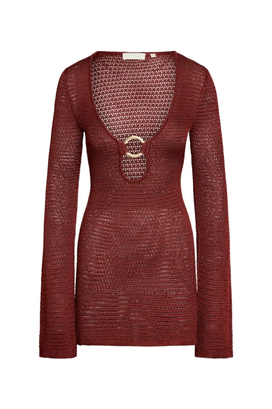Montego Mini Dress - Burgundy Treble Knit sold by Monday Swimwear