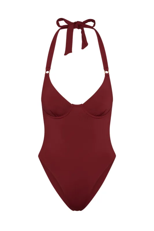 Honolulu One Piece - Burgundy sold by Monday Swimwear