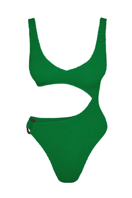 St. Barth's One Piece - Palm Green Crinkle sold by Monday Swimwear